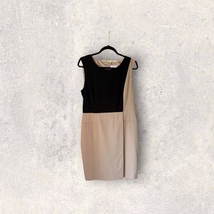 Calvin Klein black and tan sheath dress
